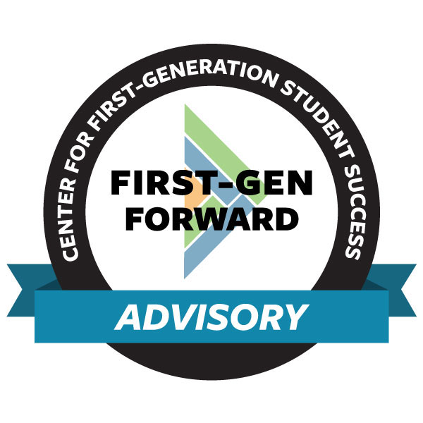 Logo reads "Center for First Generation Student Success and "First-Gen Forward Advisory"