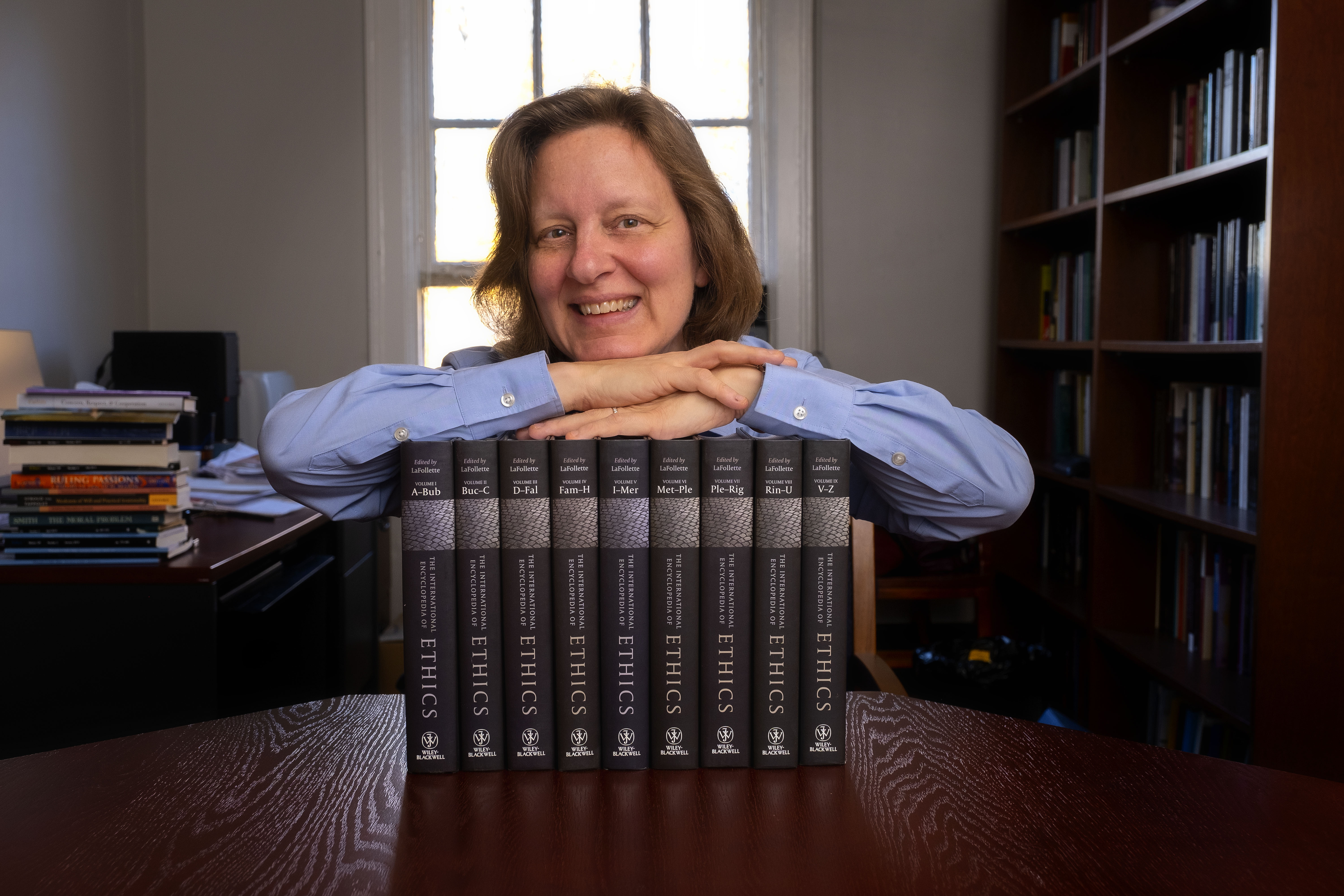 Sarah Stroud, director of the Parr Center for Ethics, is a co-editor of the Encyclopedia for Ethics, a multi-volume set of books. (photo by Jon Gardiner/UNC-Chapel Hill)
