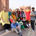 Students with their study abroad leaders Afroz Taj and John Caldwell at a site in India.