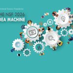 Idea Machine graphic shows the words NSF Idea Machine" on a teal background, with a bunch of machine gears.