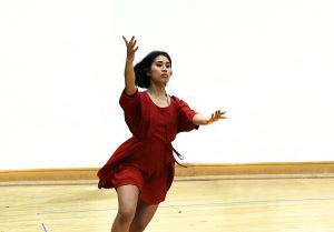 A dancer rehearses the 19th Amendment Project performance "The Debate." (photo by Donn Young)