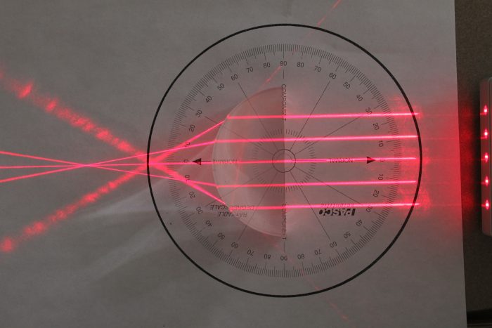 This image of a parallel light ray is one example of how students can “read” lab instruments without physically being in the lab.