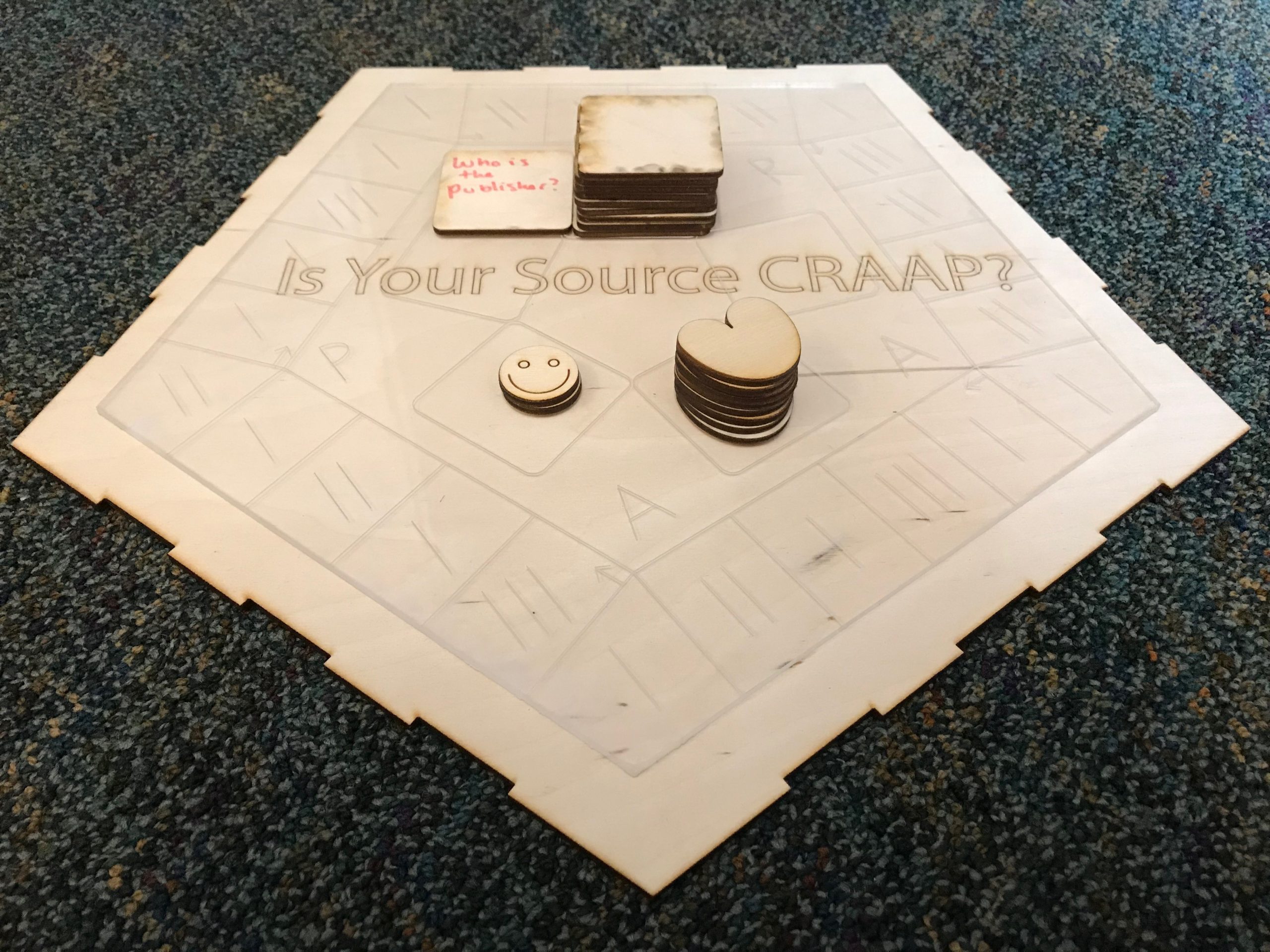 Freeman's students developed a CRAAP board game in the BeAM makerspace before spring break.