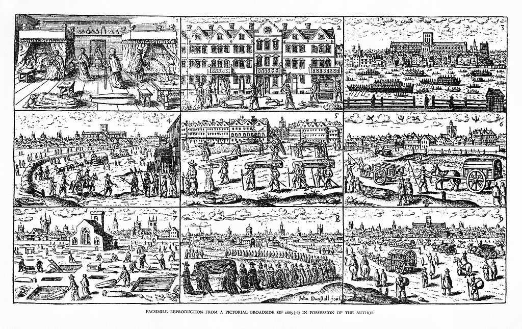 Images of the Great Plague in London in 1665. 