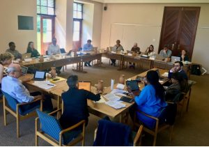 Benjamin Mason Meier (right) discusses law reforms to prevent disease with the Global Health Law Consortium in Stellenbosch, South Africa, in April 2019. (photo courtesy of Benjamin Mason Meier)