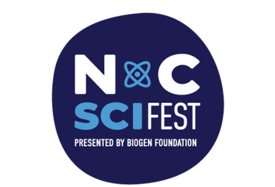 NC Science Festival Logo says "NC Sci Fest: Presented by Biogen Foundation"
