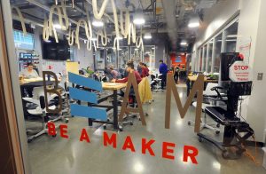 UNC-Chapel Hill students in one of the BeAM makerspaces on campus. The use of BeAM is integral to activities that promote an entrepreneurial mindset. Faculty Learning Communities and dedicated staff provide support for faculty to integrate maker activities into their courses.