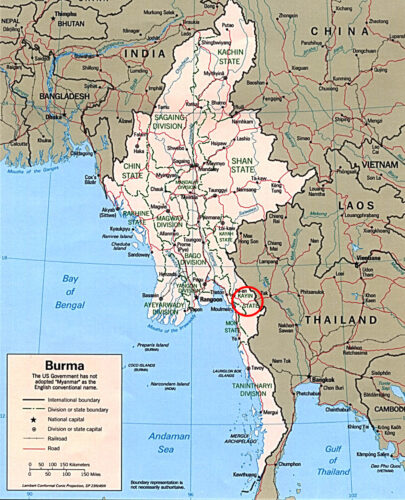 The Kayin State makes up the southwest region of Myanmar. (map courtesy of Library of Congress)