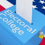 Electoral College cartoon ballot box with vote