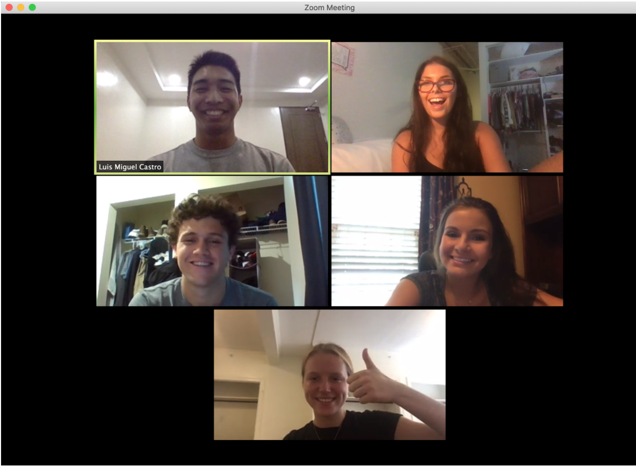Photo shows Zoom box of students in an online entrepreneurship class.