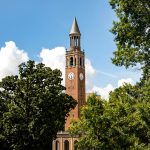 UNC-Chapel Hill's bell tower on a bright, sunny day