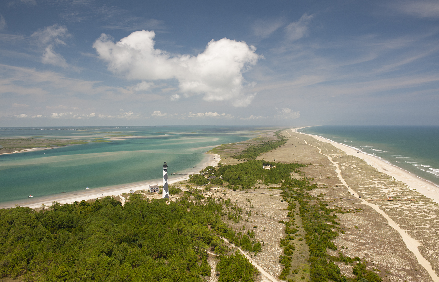 Aerial photo of the NC coastline at Cape Lookout.