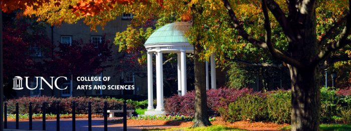 Social media background of the Old Well with the College of Arts &amp; Sciences logo