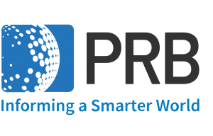 Graphic shows a globe with the words "PRB: Informing a Smarter World" on it.
