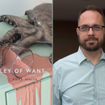 Collage shows book cover for Valley of Want on the left and photo of Ross White on the right.