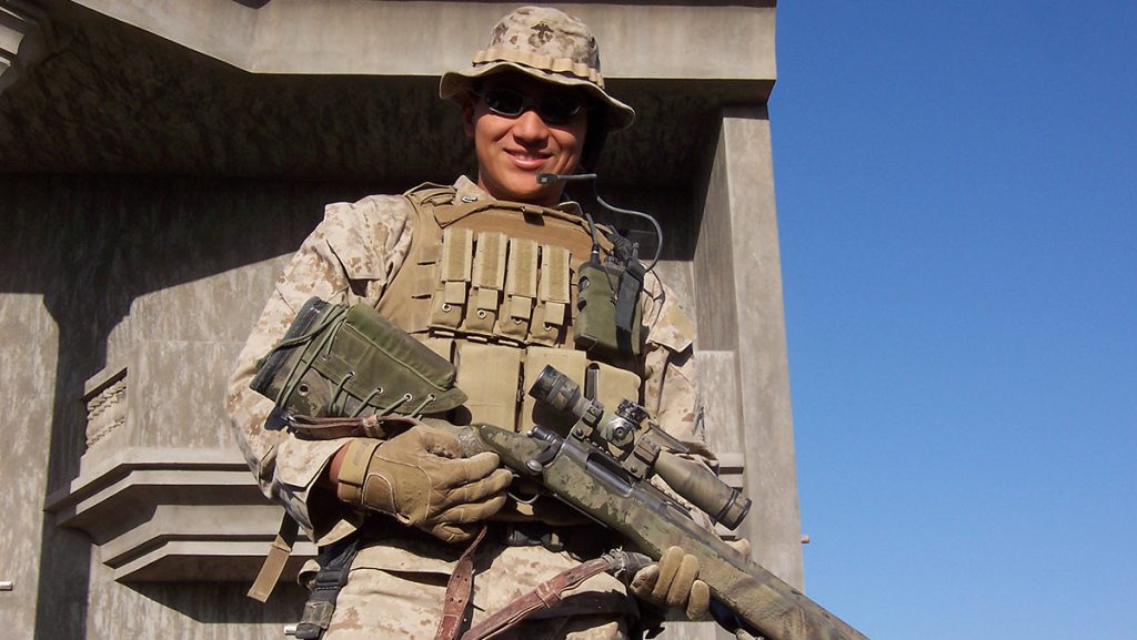 During his 20 years in the Marines, Escobar served four combat tours to Afghanistan and Iraq as a Marine scout sniper. (Photo courtesy Roberto Escobar)