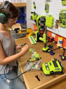 A student worker uses the new RYOBI tools.