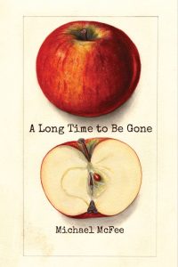 Book cover for A Long Time to Be Gone with an apple on the cover.