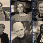 Collage of black-and-white headshots of IAH fellows: (top row, left-right) Adam Versényi, Nadia Yaqub and Todd Ramón Ochoa and (bottom row, left-right) Jan Bardsley, Ray Dooley and Renée Alexander Craft.