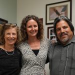 Left to right: Dr. Dana Lebo; Hilary Lithgow; Sam Rodriguez stand smiling at the camera.