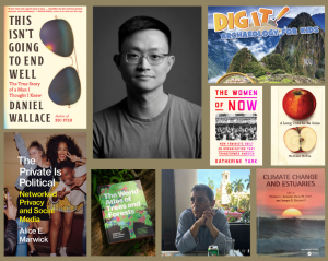 A collage of all nine books featured last year, including photos of book covers and authors.