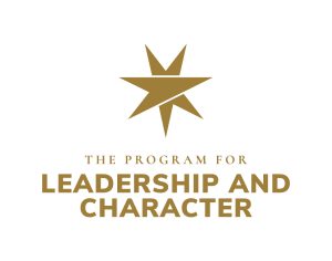 Logo with a gold star that says The Program for Leadership and Character.